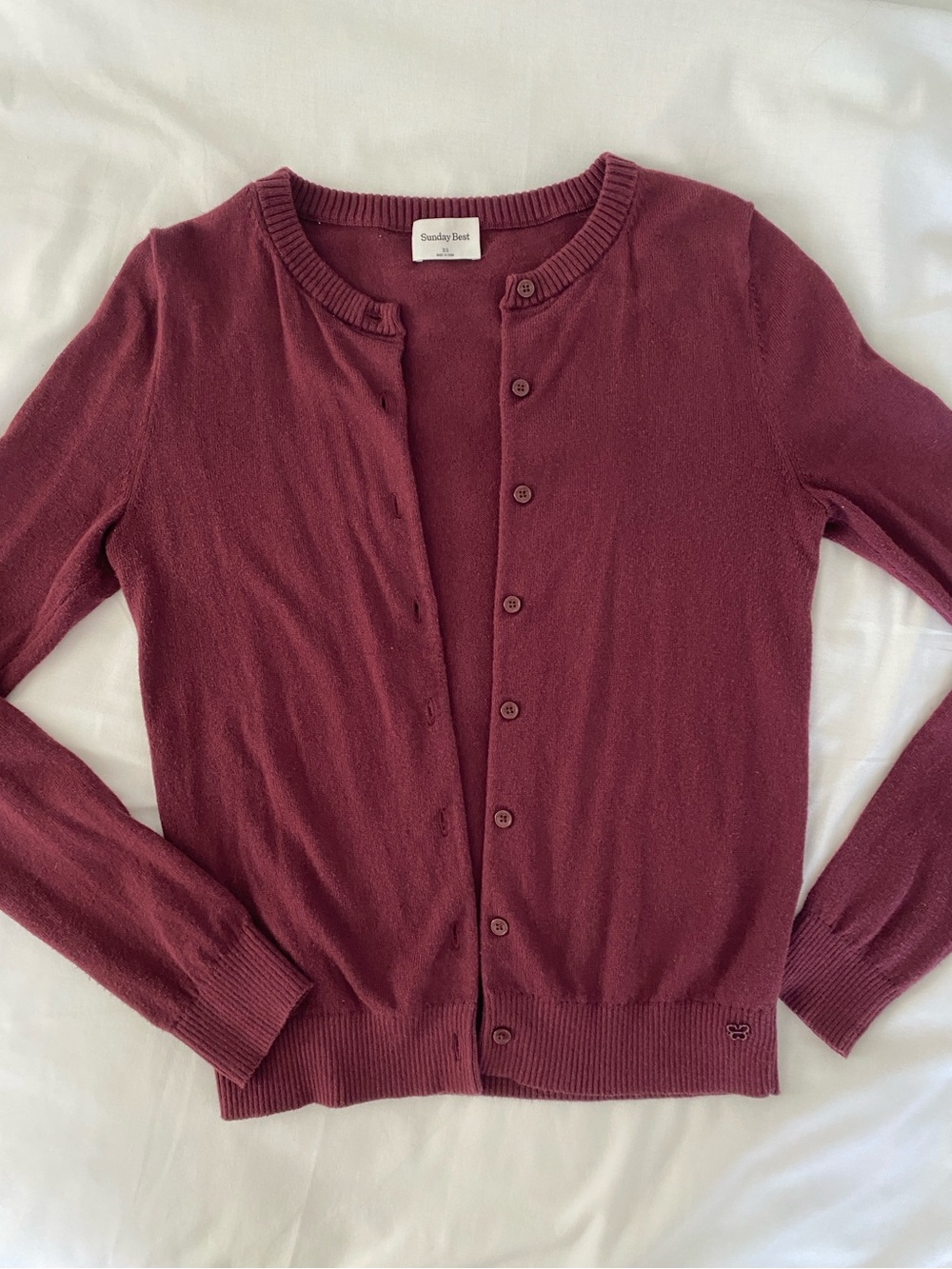 aritzia sunday best maroon cotton cashmere cardigan